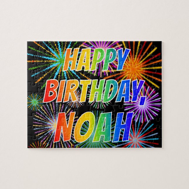 First Name "NOAH", Fun "HAPPY BIRTHDAY" Jigsaw Puzzle (Horizontal)