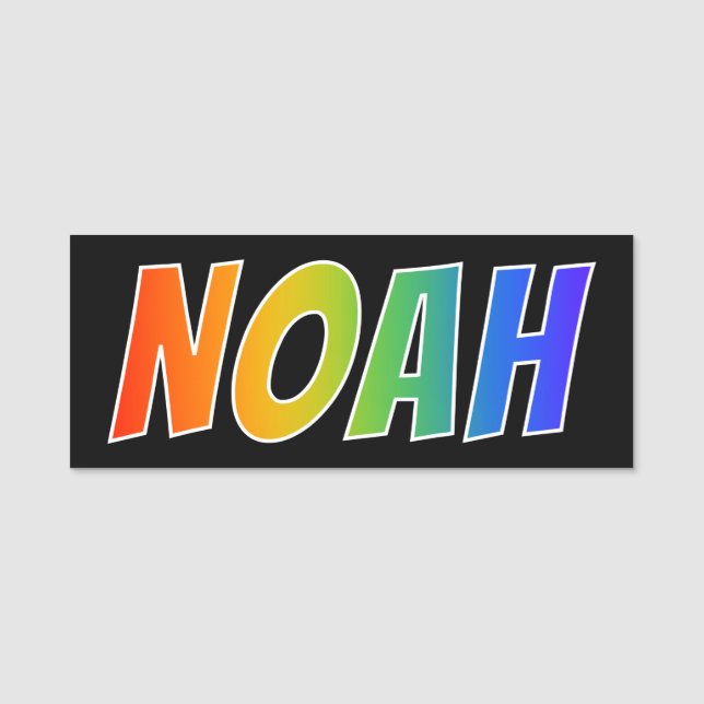 First Name "NOAH": Fun Rainbow Coloring Tag (Front)