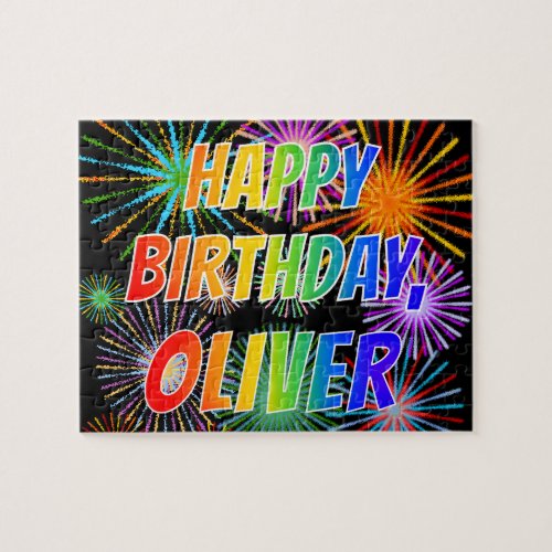 First Name OLIVER Fun HAPPY BIRTHDAY Jigsaw Puzzle