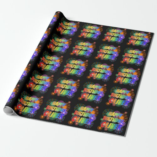 First Name OLIVER Fun HAPPY BIRTHDAY Wrapping Paper