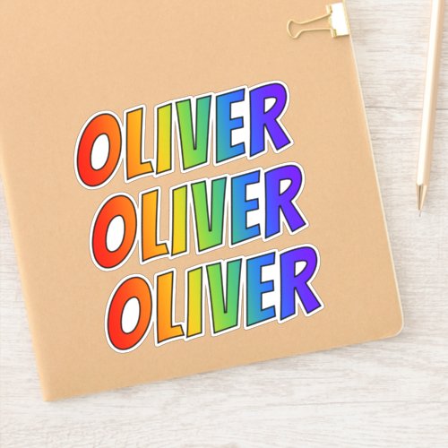 First Name OLIVER w Fun Rainbow Coloring Sticker