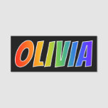 [ Thumbnail: First Name "Olivia": Fun Rainbow Coloring Name Tag ]
