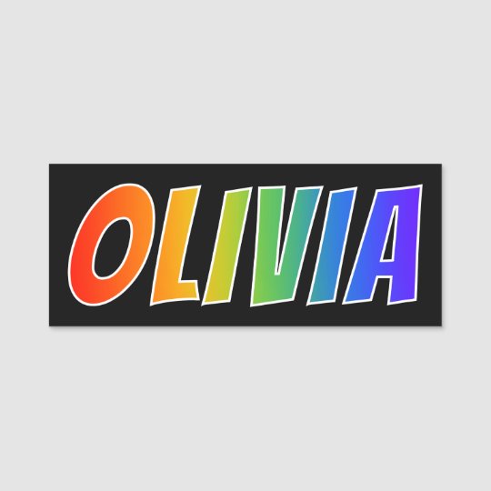 First Name "OLIVIA": Fun Rainbow Coloring Name Tag | Zazzle.com