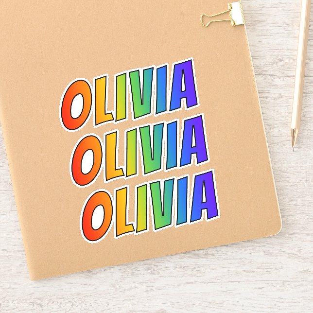 First Name "OLIVIA" w/ Fun Rainbow Coloring Sticker (Notebook)
