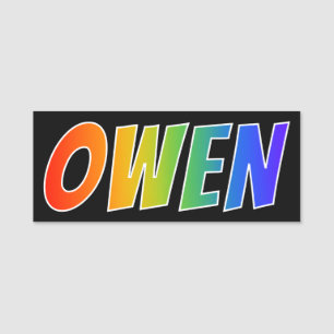 First Name "OWEN": Fun Rainbow Coloring Name Tag