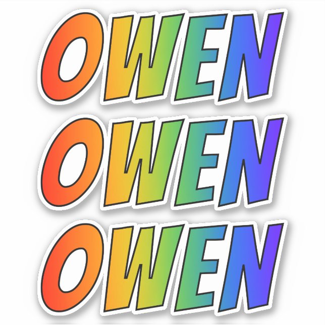 First Name "OWEN" w/ Fun Rainbow Coloring Sticker (Front)
