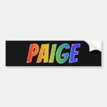[ Thumbnail: First Name "Paige": Fun Rainbow Coloring Bumper Sticker ]