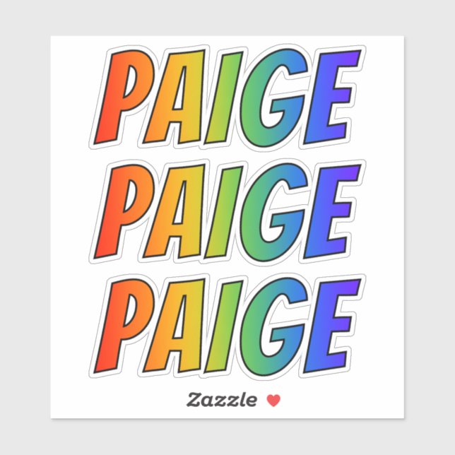 First Name "PAIGE" w/ Fun Rainbow Coloring Sticker (Sheet)
