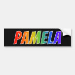 [ Thumbnail: First Name "Pamela": Fun Rainbow Coloring Bumper Sticker ]