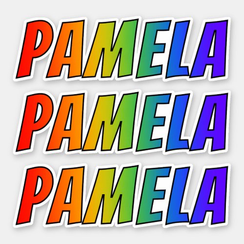 First Name PAMELA w Fun Rainbow Coloring Sticker