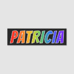 [ Thumbnail: First Name "Patricia": Fun Rainbow Coloring Name Tag ]