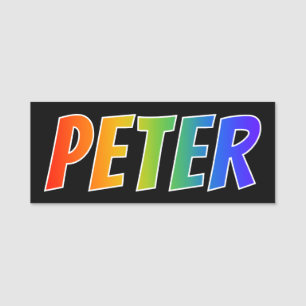 First Name "PETER": Fun Rainbow Coloring Name Tag