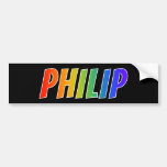 [ Thumbnail: First Name "Philip": Fun Rainbow Coloring Bumper Sticker ]