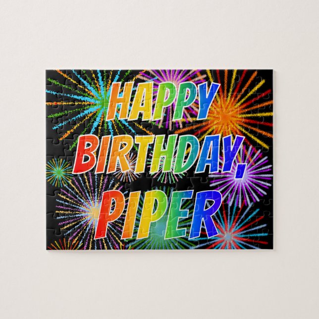First Name "PIPER", Fun "HAPPY BIRTHDAY" Jigsaw Puzzle (Horizontal)