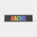 [ Thumbnail: First Name "Rachel": Fun Rainbow Coloring Desk Name Plate ]