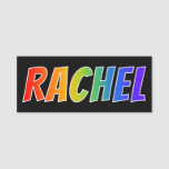[ Thumbnail: First Name "Rachel": Fun Rainbow Coloring Name Tag ]