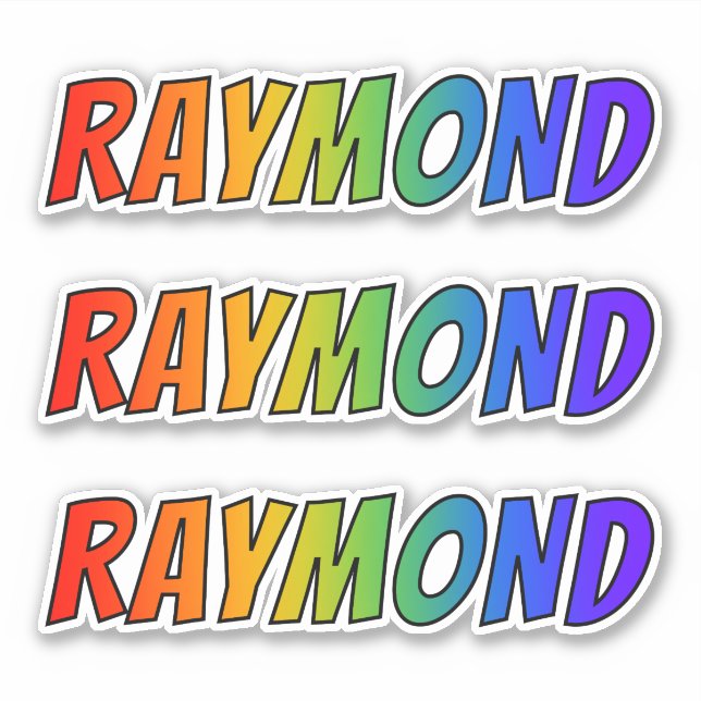 First Name "RAYMOND" w/ Fun Rainbow Coloring Sticker (Front)
