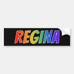 [ Thumbnail: First Name "Regina": Fun Rainbow Coloring Bumper Sticker ]