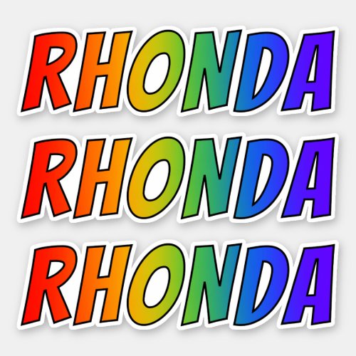 First Name RHONDA w Fun Rainbow Coloring Sticker