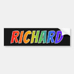 [ Thumbnail: First Name "Richard": Fun Rainbow Coloring Bumper Sticker ]