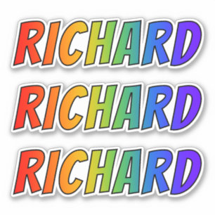First Name "RICHARD" w/ Fun Rainbow Coloring Sticker