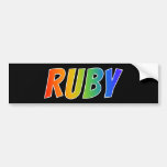 [ Thumbnail: First Name "Ruby": Fun Rainbow Coloring Bumper Sticker ]
