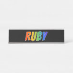 [ Thumbnail: First Name "Ruby": Fun Rainbow Coloring Desk Name Plate ]