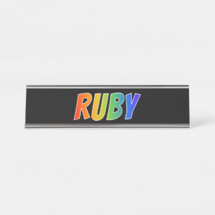 First Name "RUBY": Fun Rainbow Coloring Desk Name Plate