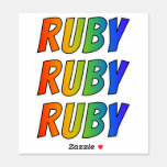 [ Thumbnail: First Name "Ruby" W/ Fun Rainbow Coloring Sticker ]