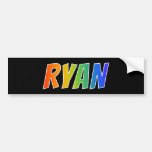 [ Thumbnail: First Name "Ryan": Fun Rainbow Coloring Bumper Sticker ]