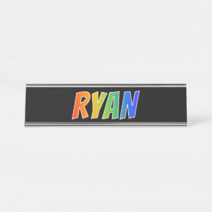 First Name "RYAN": Fun Rainbow Coloring Desk Name Plate