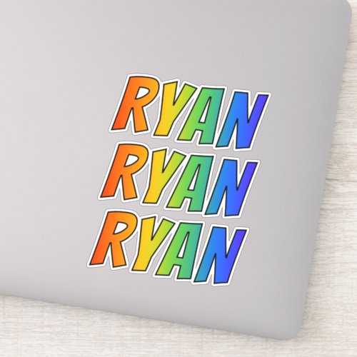 First Name RYAN w Fun Rainbow Coloring Sticker