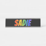 [ Thumbnail: First Name "Sadie": Fun Rainbow Coloring Desk Name Plate ]
