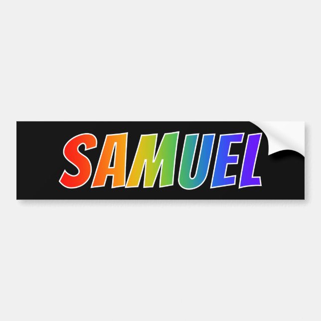 First Name "SAMUEL": Fun Rainbow Coloring Bumper Sticker (Front)