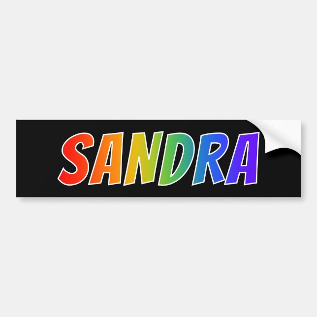 First Name "SANDRA": Fun Rainbow Coloring Bumper Sticker (Front)