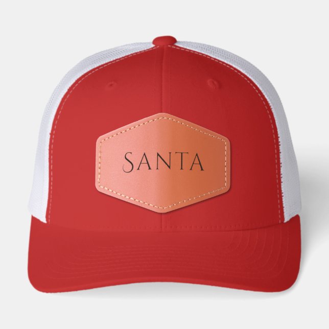 First Name Santa Leather Patch Hat (Front)