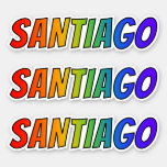 [ Thumbnail: First Name "Santiago" W/ Fun Rainbow Coloring Sticker ]
