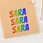 [ Thumbnail: First Name "Sara" W/ Fun Rainbow Coloring Sticker ]
