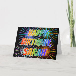 First Name "SARAH" Fun "HAPPY BIRTHDAY" Card