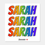 [ Thumbnail: First Name "Sarah" W/ Fun Rainbow Coloring Sticker ]