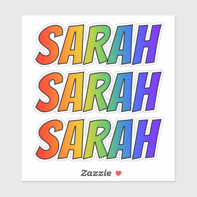 First Name "SARAH" w/ Fun Rainbow Coloring Sticker (Sheet)