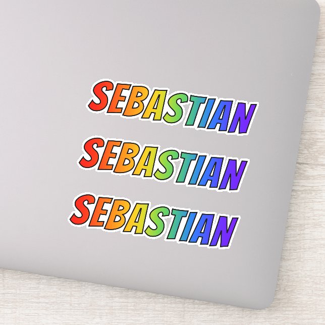 First Name "SEBASTIAN" w/ Fun Rainbow Coloring Sticker (Detail)