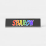 [ Thumbnail: First Name "Sharon": Fun Rainbow Coloring Desk Name Plate ]