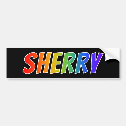 First Name SHERRY Fun Rainbow Coloring Bumper Sticker