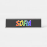 [ Thumbnail: First Name "Sofia": Fun Rainbow Coloring Desk Name Plate ]