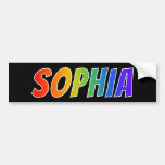 [ Thumbnail: First Name "Sophia": Fun Rainbow Coloring Bumper Sticker ]