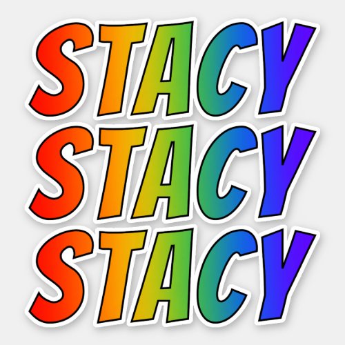 First Name STACY w Fun Rainbow Coloring Sticker