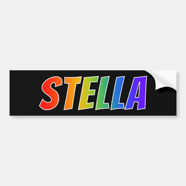 First Name "STELLA": Fun Rainbow Coloring Bumper Sticker (Front)