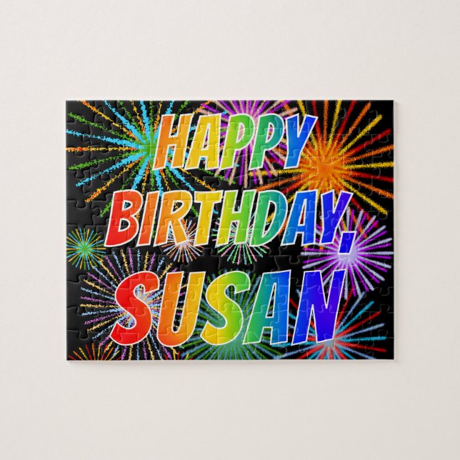 First Name "SUSAN", Fun "HAPPY BIRTHDAY" Jigsaw Puzzle (Horizontal)