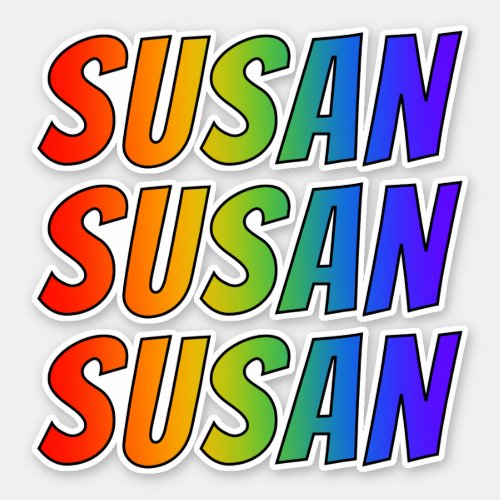 First Name SUSAN w Fun Rainbow Coloring Sticker